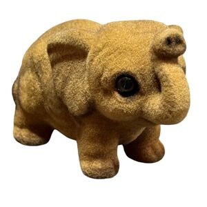 Flocked Elephant Figurine Vintage Miniature‎ Collectible Decor Animal Cute Josef